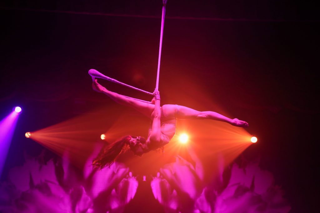 Acrobat performs with Faena Miami Beach Live At Gulfstream Park In Fort Lauderdale.