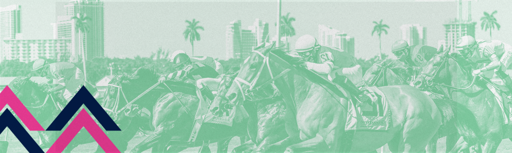 Horses Racing At The Pegasus World Cup With Green Overlay.